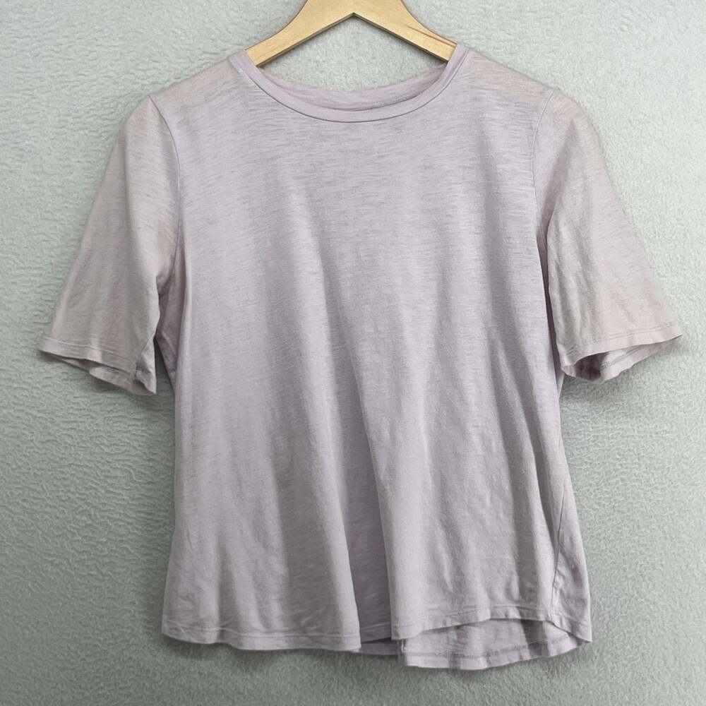 EILEEN FISHER Top PS Slub Organic Cotton Jersey Crewneck Short Sleeve Pink